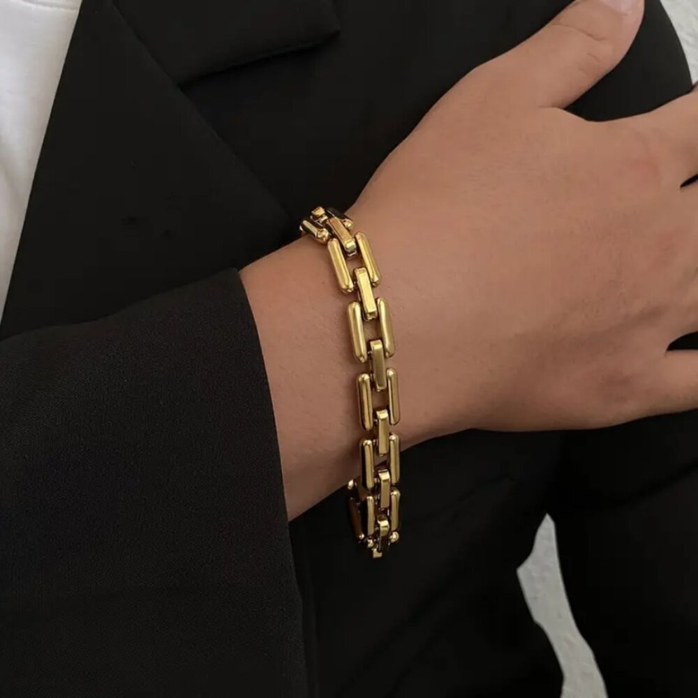 8.5" Womens 14K Gold Chain Link Style Bracelet Ladies 14 Karat Silver Jewelry